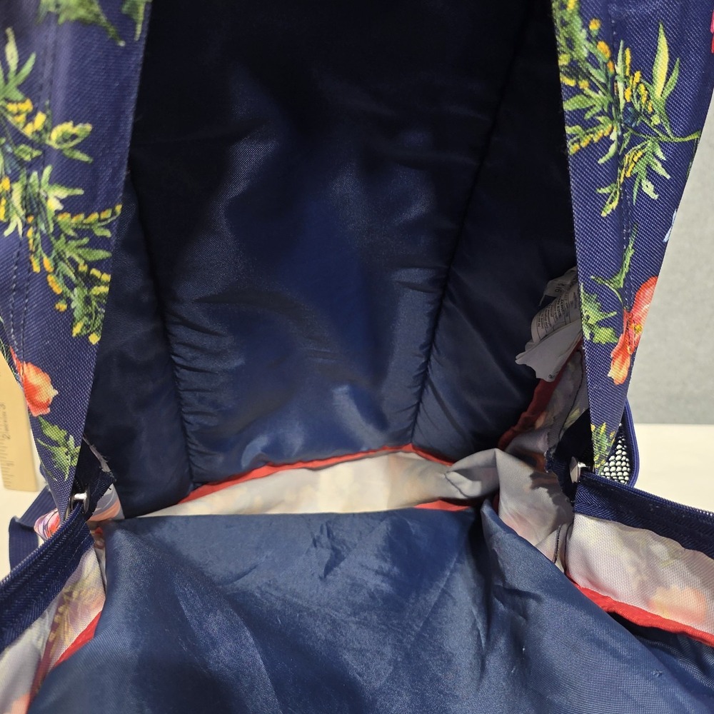 JanSport Big Student Blue Floral Backpack Polyester Zip Pockets - Picture 8 of 15